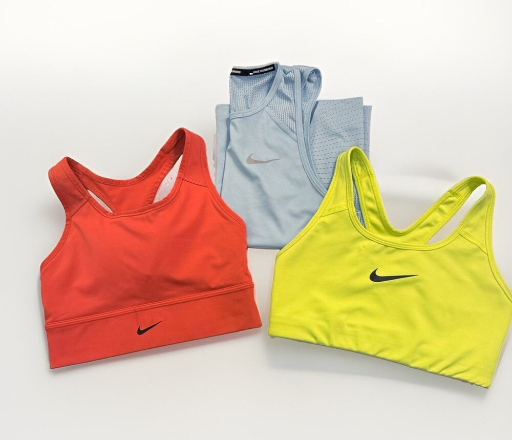 Nike Women’s Small Activewear Lot 3 Pc Sports Bras Running Tank Pink Volt Blue